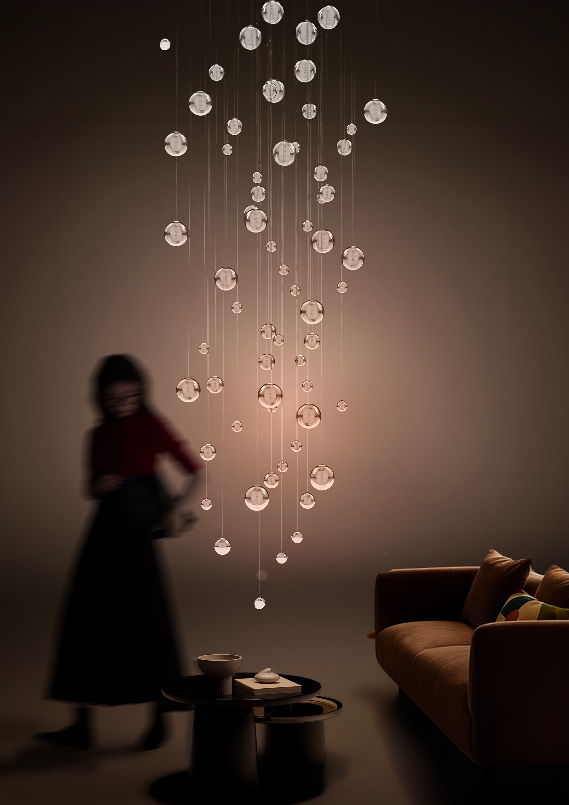 LURE© ORIGINAL - Lure Original light fixture made of blown glass spheres and lightweight aluminum