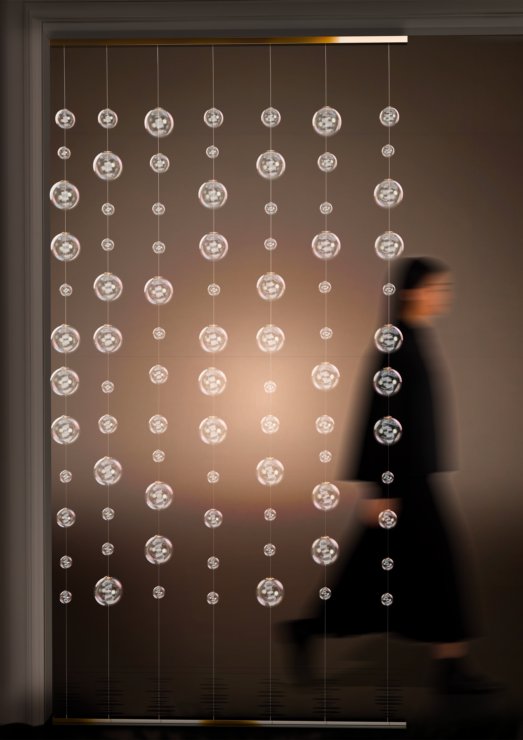 LURE© TRAME - Luminaire Lure Trame en sphères en verre soufflé et aluminium allégé